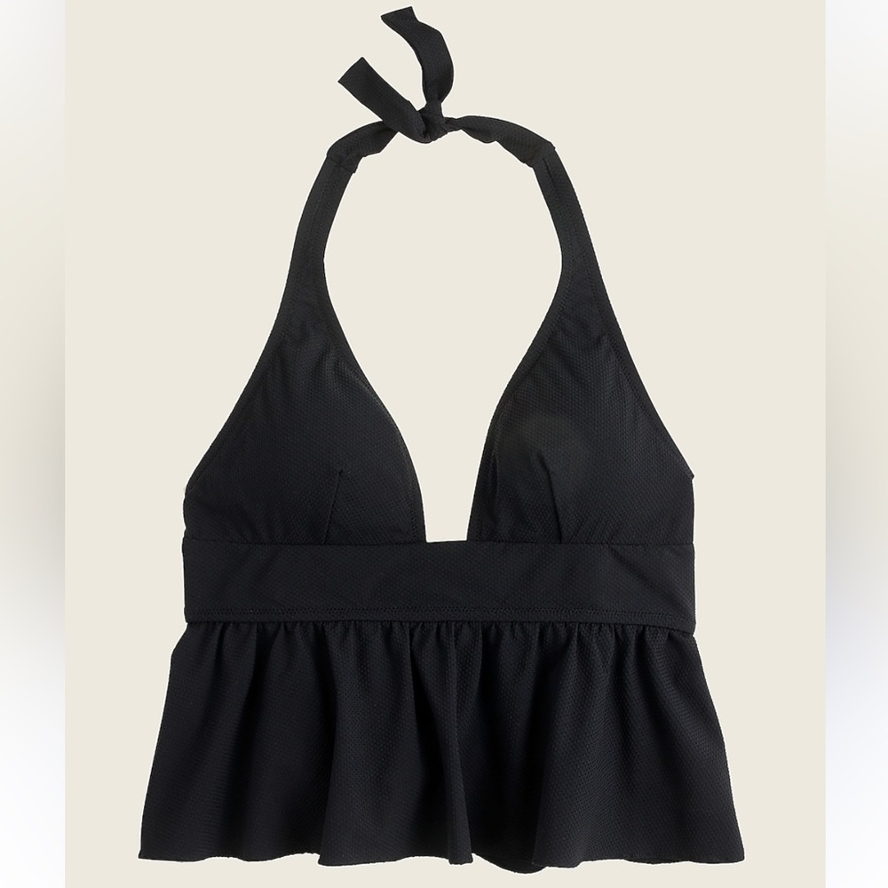 JCrew Halter peplum tankini top in piqué nylon
